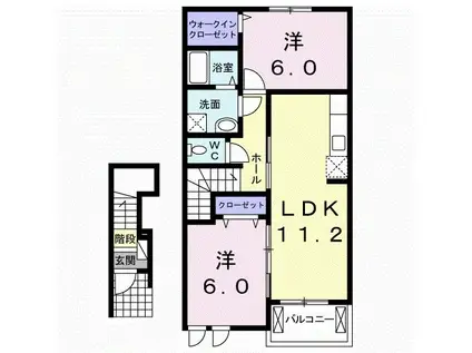 ル・ミュリエ(2LDK/2階)の間取り写真