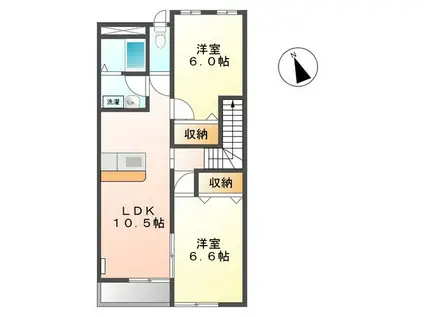 アクトガーデン(2LDK/2階)の間取り写真