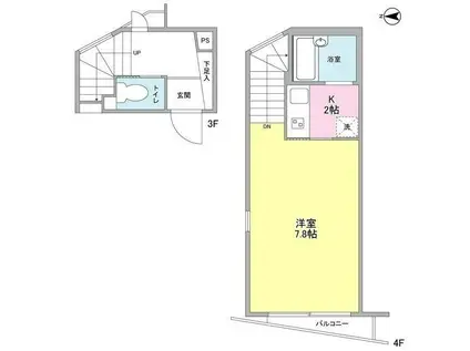 サブリナハウス(1K/3階)の間取り写真
