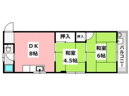 コーポ桜ヶ丘(2DK/3階)の間取り写真