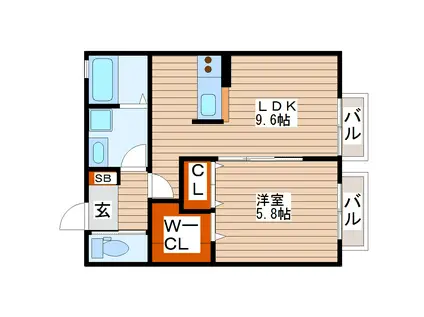 プランドール(1LDK/1階)の間取り写真