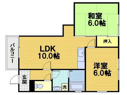 鈴虫ハイツ(2LDK/1階)の間取り写真