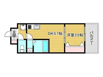 アプリーレ阿波座南(1DK/7階)の間取り写真