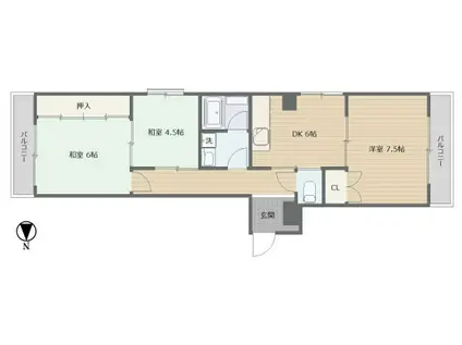 平成マンション(3DK/2階)の間取り写真