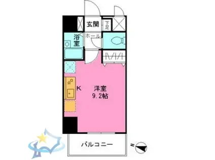 ウエスト10(1K/2階)の間取り写真