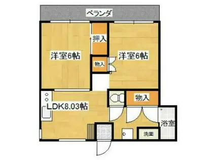 第2ネスト向ヶ丘(2DK/5階)の間取り写真