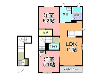 フェリシード桜(2LDK/2階)の間取り写真