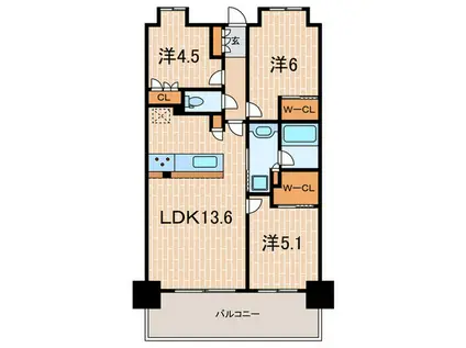 リビオシティ神戸名谷(3LDK/15階)の間取り写真