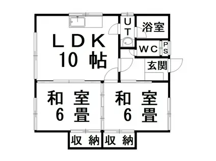 JR根室本線 釧路駅 バス乗車時間:27分 最寄りバス停で下車 徒歩3分 2階建 築46年(2LDK/1階)の間取り写真