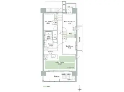 エスティメゾン萱場(3LDK/6階)の間取り写真