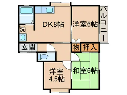 K・Kトウキョ-(3DK/2階)の間取り写真