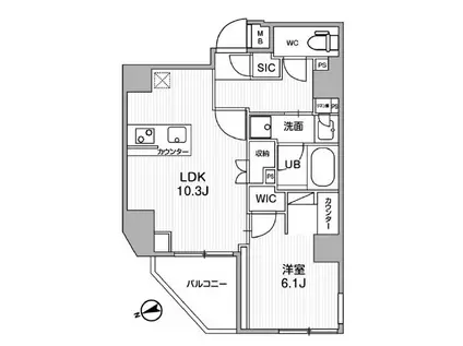 SYFORME浅草II(1LDK/9階)の間取り写真