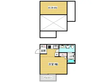 ミッドウェイヒル板宿エスタ(ワンルーム/1階)の間取り写真