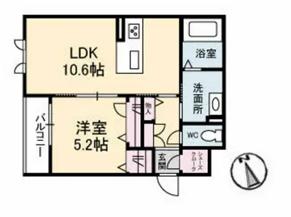 GRANDE CECILIA(1LDK/2階)の間取り写真