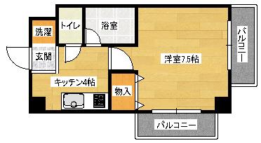 エトワール河地(1K/2階)の間取り写真
