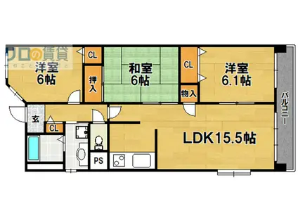レックス豊新(3LDK/8階)の間取り写真