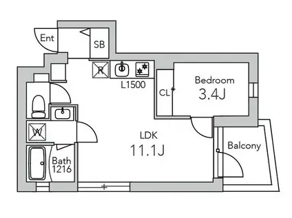 GRANDUO下北沢10(1LDK/3階)の間取り写真