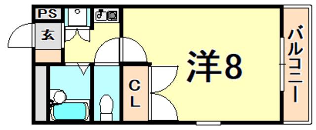 サンハイツ甲陽園(1K/3階)の間取り写真