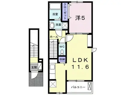 メロディー 31(1LDK/2階)の間取り写真