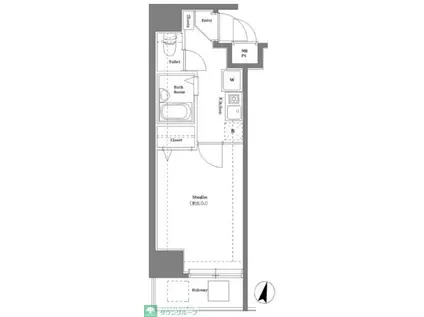 クレアシオン白金台(1K/2階)の間取り写真