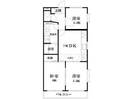 ケヤキフラッツ(3DK/3階)の間取り写真