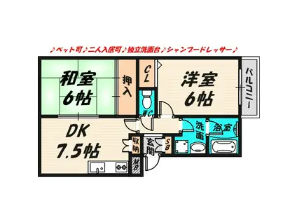 GRANDE AILE II(2DK/2階)の間取り写真