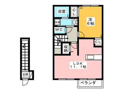 アニバーサリーII(1LDK/2階)の間取り写真
