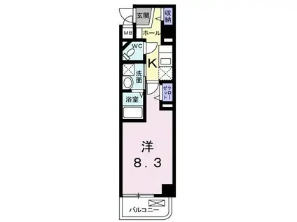 パピヨン須磨(1K/2階)の間取り写真