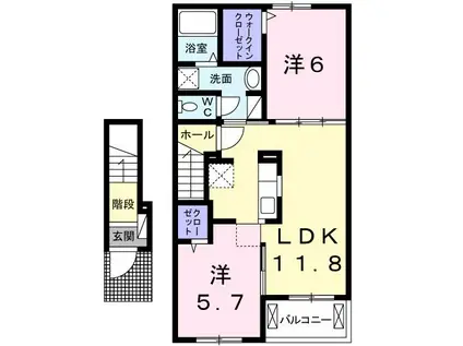フェリーチェ丸亀(2LDK/2階)の間取り写真