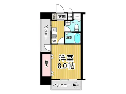 ディナスティ松屋町(1K/13階)の間取り写真