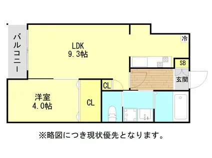 WISH STAR 城南(1LDK/2階)の間取り写真