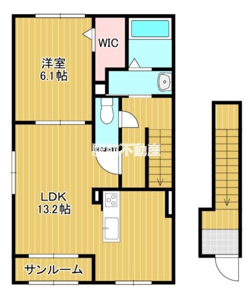 リバーサイド鎗田(1LDK/2階)の間取り写真
