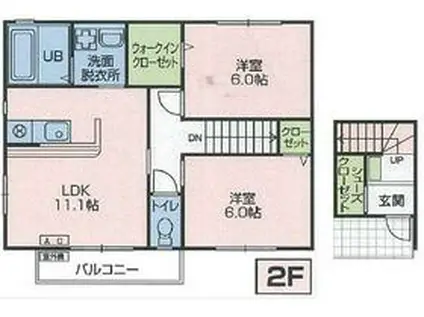 フルール・ドゥ・スリジエ(2LDK/2階)の間取り写真