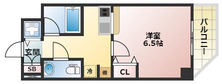 クレイドル西田辺(1K/8階)の間取り写真