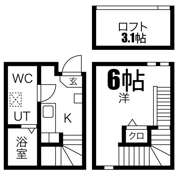 オーフォレスト(1K/1階)の間取り写真