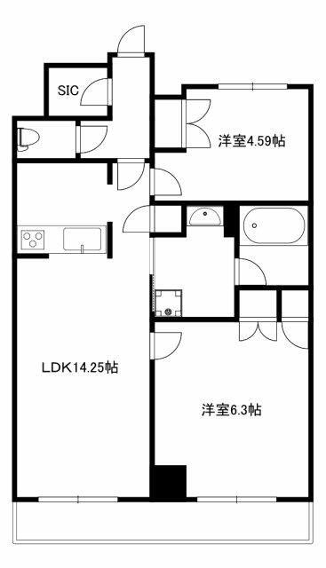 ジャコワ日本橋中洲(2LDK/8階)の間取り写真