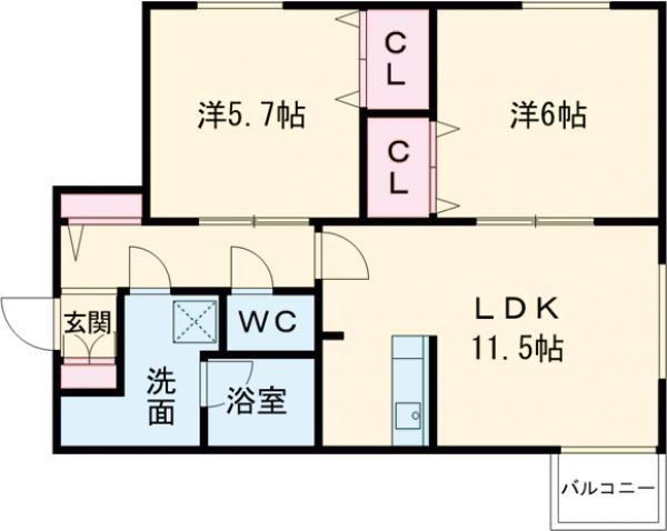 VICTORIA VII(2LDK/4階)の間取り写真