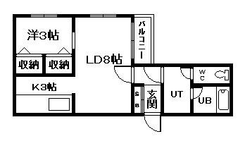 ディアー1条(1LDK/6階)の間取り写真