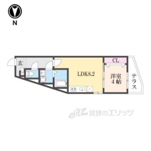 ALEGRIA京都九条(1LDK/1階)の間取り写真