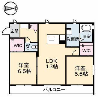 チェリス(2LDK/1階)の間取り写真