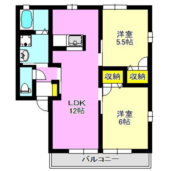フレシュール高山(2LDK/2階)の間取り写真