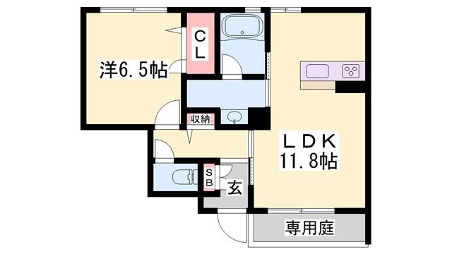 シャーメゾンオリンピア(1LDK/1階)の間取り写真