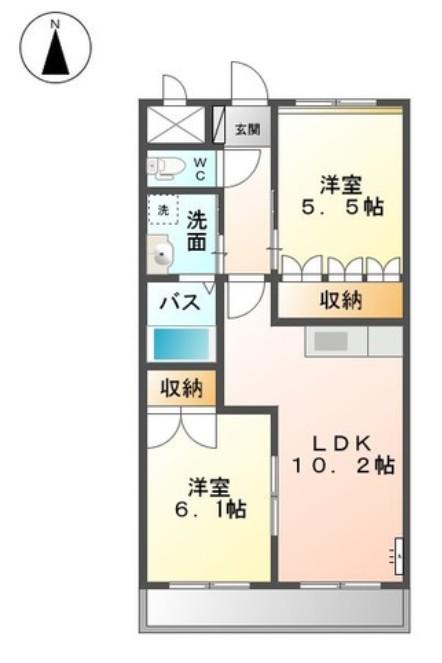 トワ エ・シャロム(2LDK/1階)の間取り写真