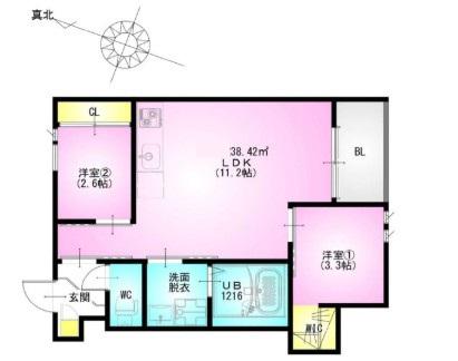 REGALEST KB 土呂駅前(2LDK/2階)の間取り写真