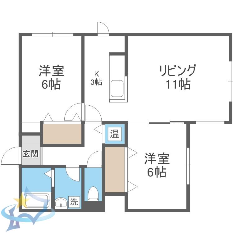 エルドラードウエスト(2LDK/2階)の間取り写真