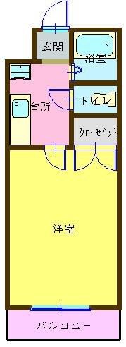 レトゥールビヨン(1K/2階)の間取り写真