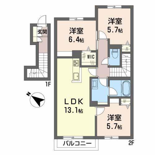 シャーメゾンクレーネ(3LDK/2階)の間取り写真