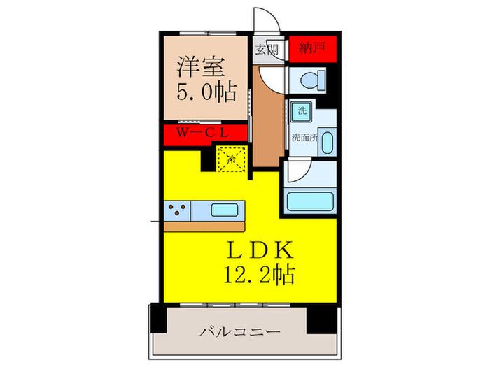 ユニハイムエクシア池田城南(1LDK/4階)の間取り写真