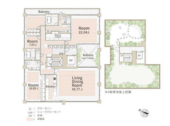 AURA表参道 オーラ表参道(4LDK/3階)の間取り写真