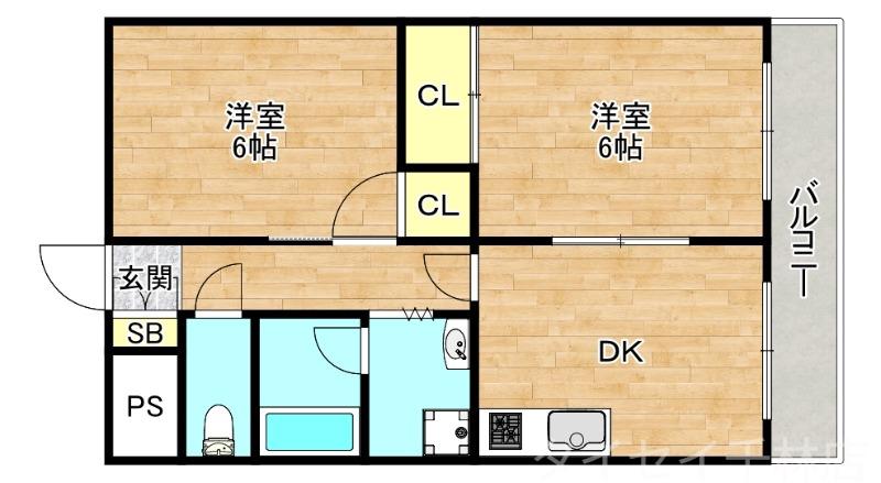 サンハイツ高井田(2DK/1階)の間取り写真